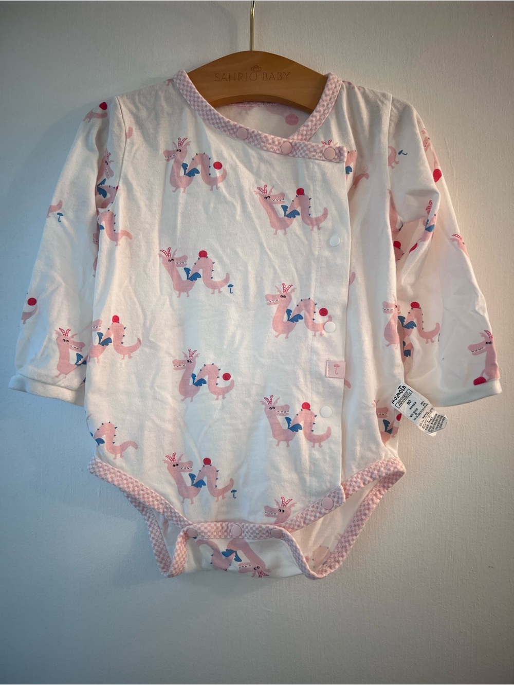 Moimoln Pink Dragon-Print Long Sleeve Baby Bodysuit